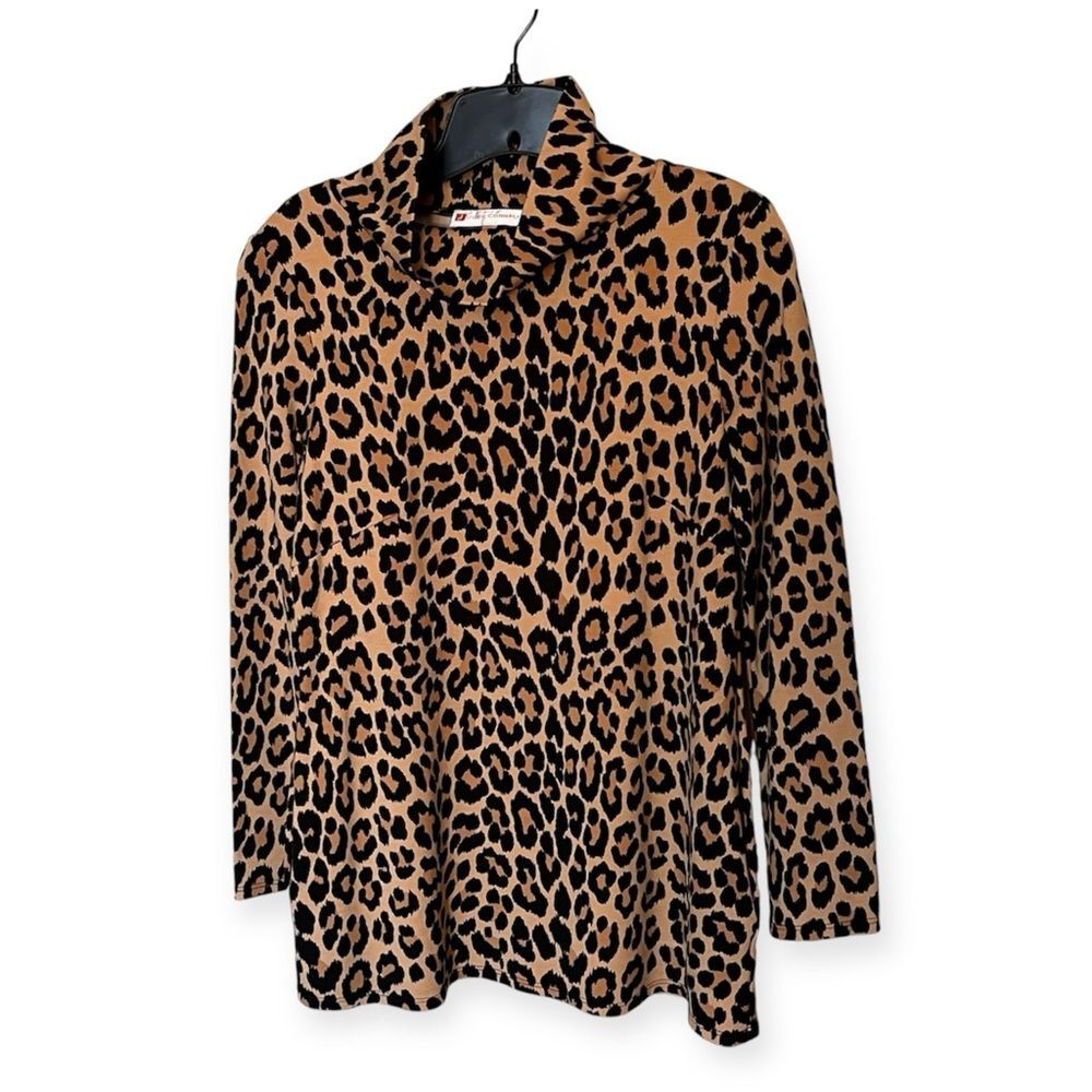 Jude Connally Tan Animal Print Turtle Neck Tunic with Pockets Size XS